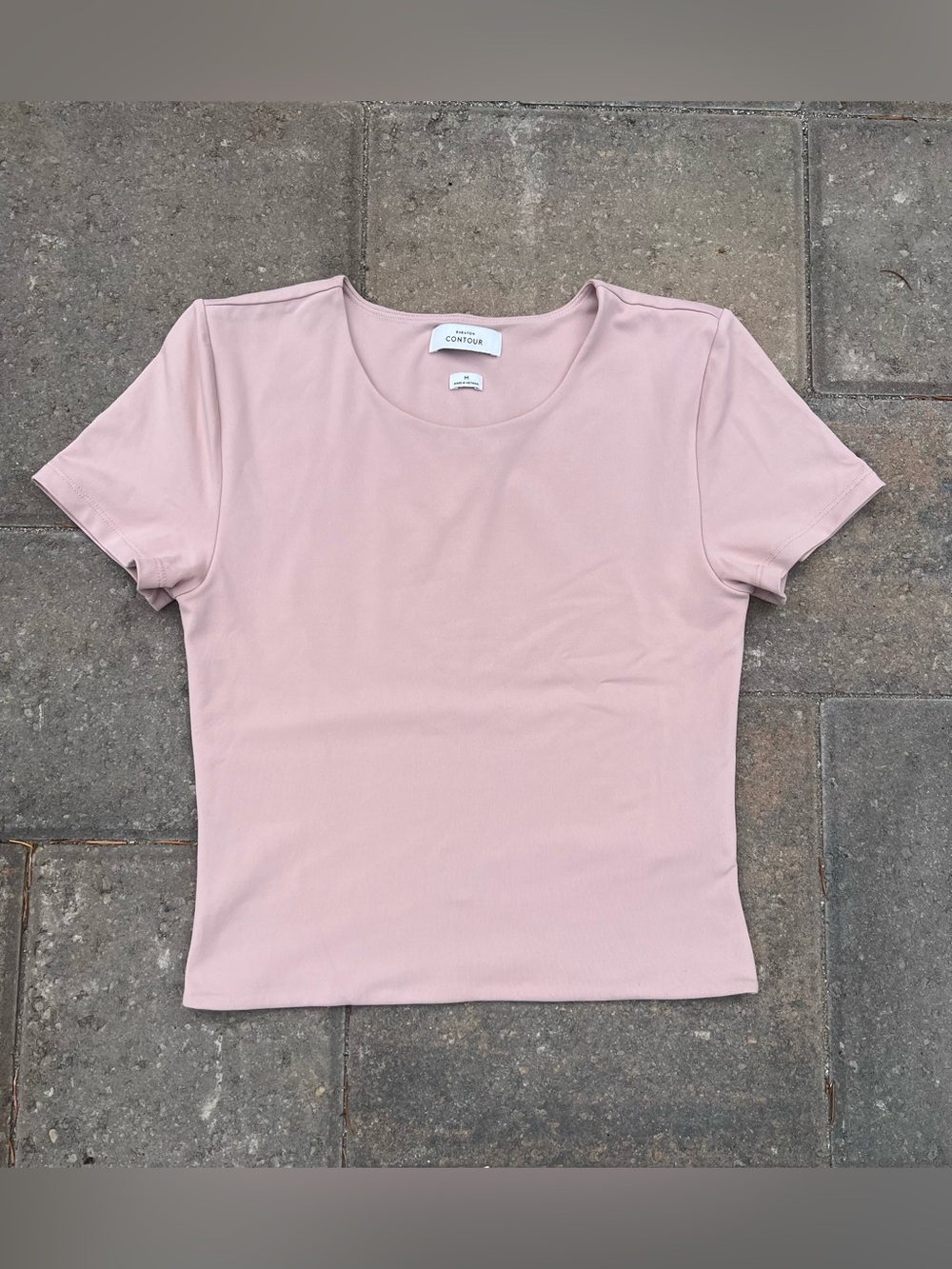 Aritzia Babaton Contour Crew Neck Tee Size Medium Dusty Pink Second Skin Top